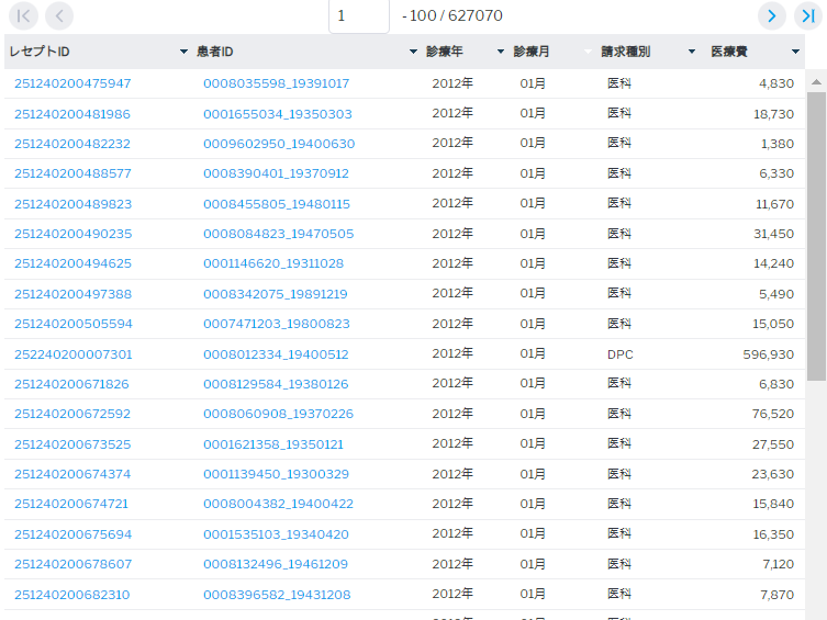 レセプト一覧